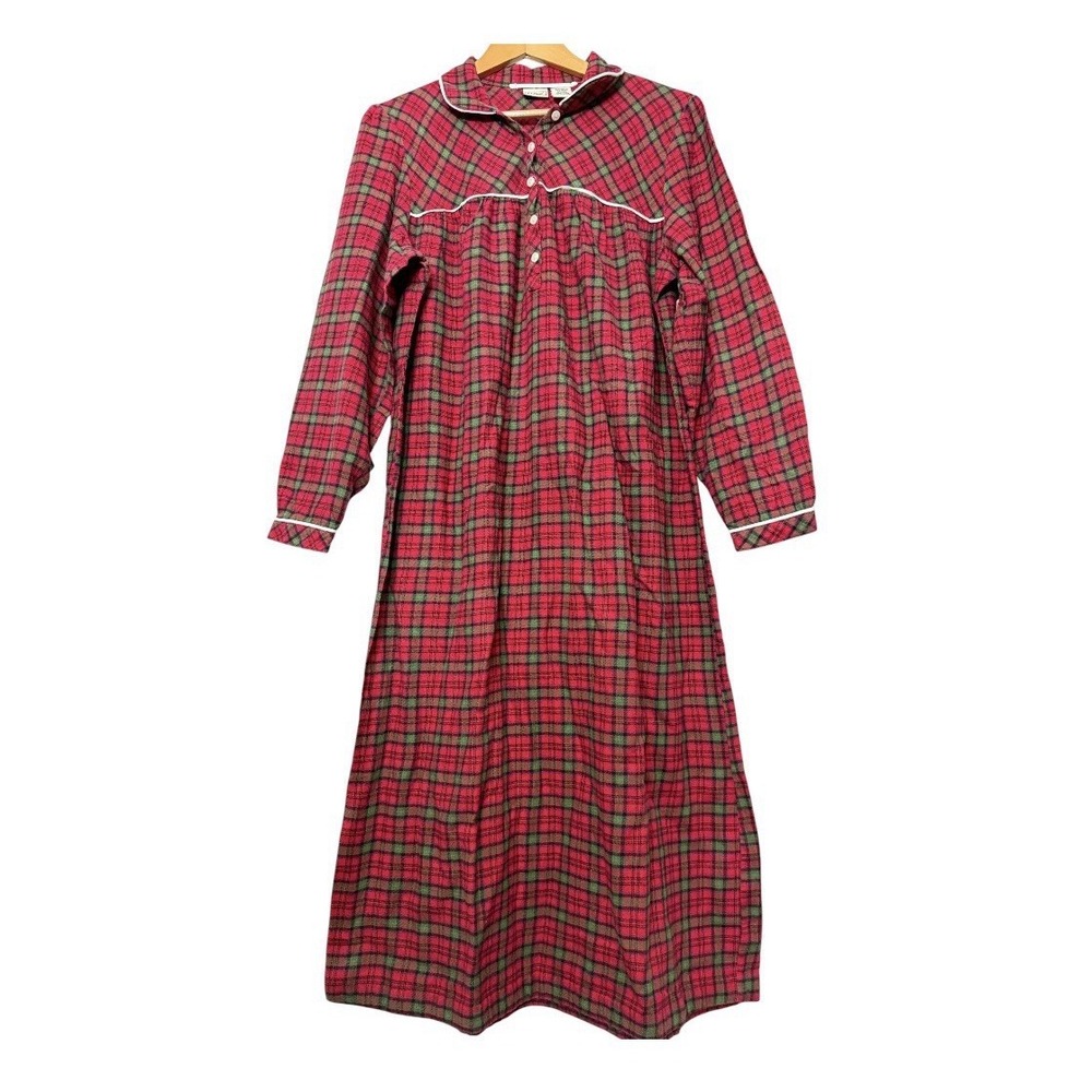 L.L. Bean Nightgown Plaid Flannel 100% Cotton Sleep Lounge Women's Medium P